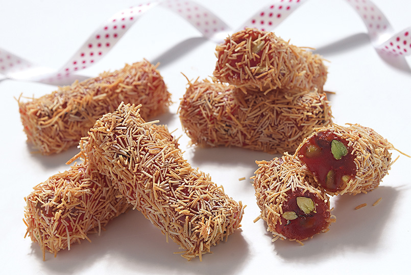 Kadayıf Kaplı Fıstıklı Fitil Lokum