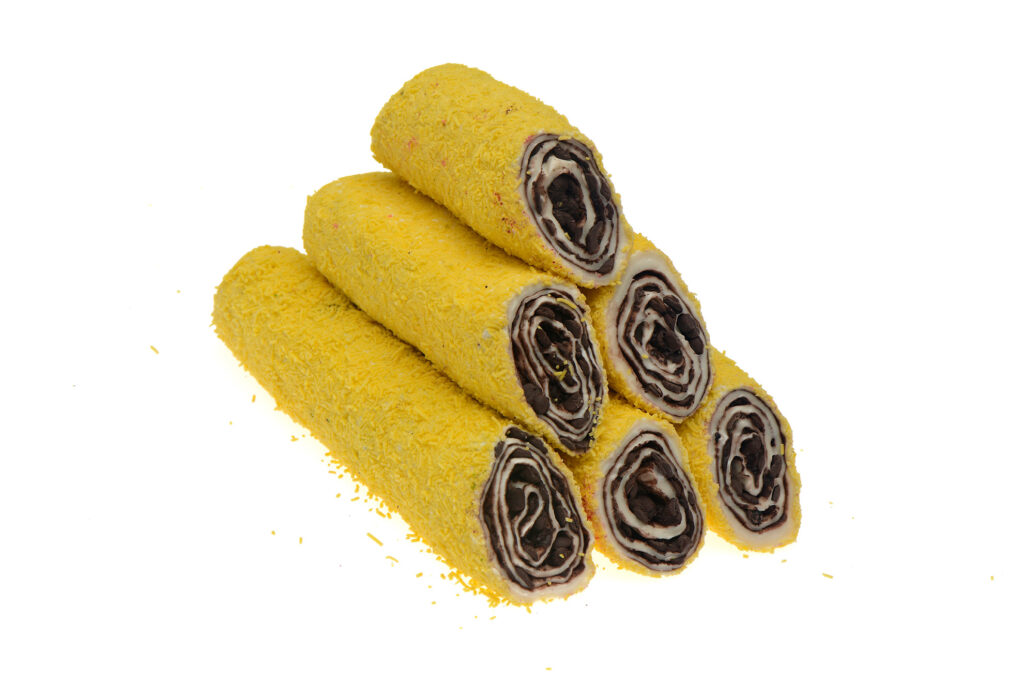 Sarı Vermiçelli Kaplı Çikolatalı Rulo Sarma Lokum