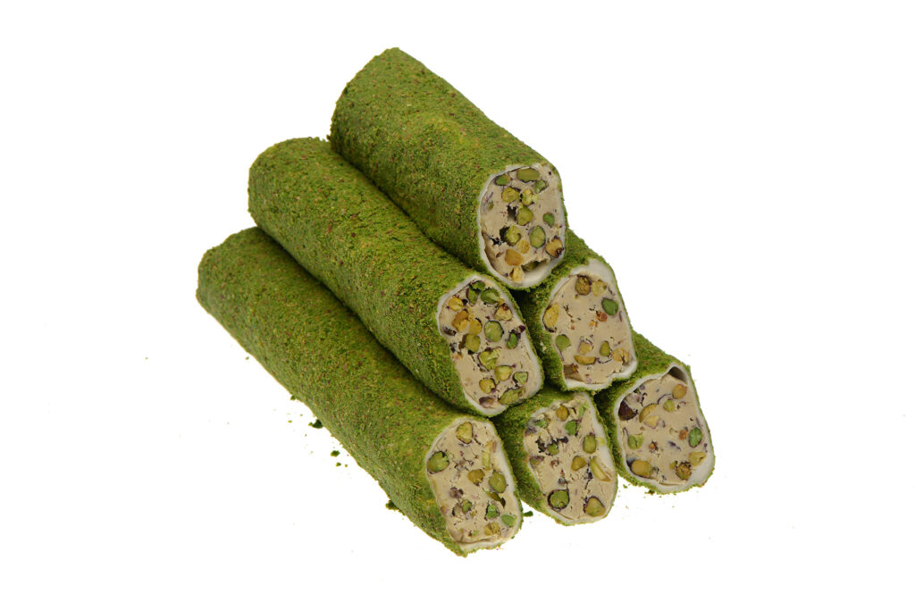 Toz Fıstık Kaplı Fıstık Kremalı Sarma Lokum